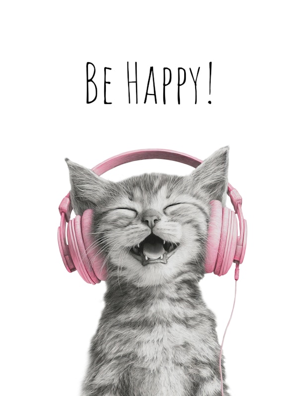 Cool Cat - Be Happy - pink