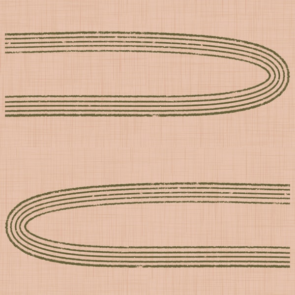 Retro Arch Lines Blush & Olive Mid Century