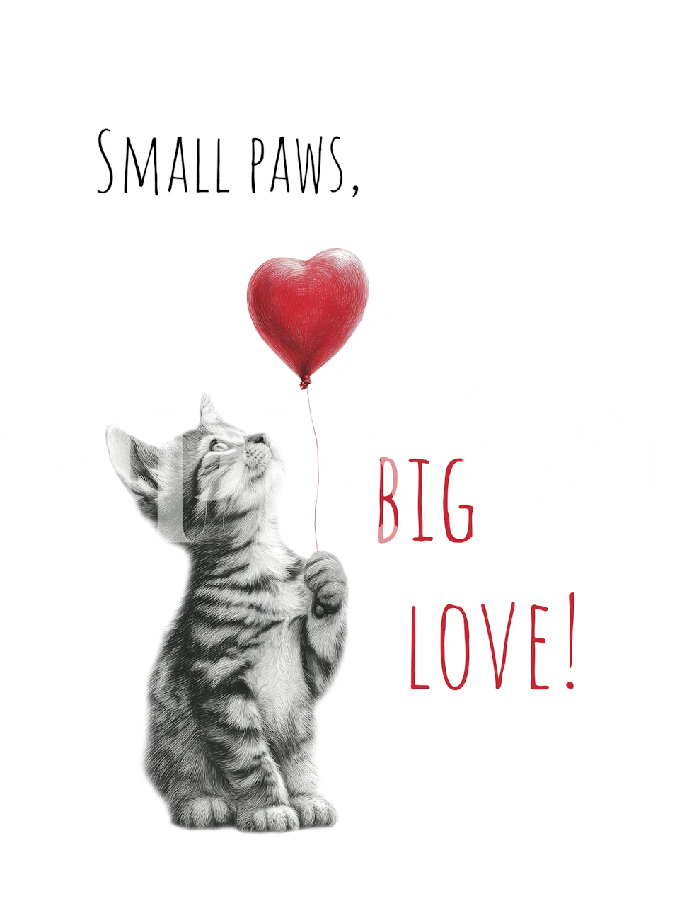 Kitten with a heart balloon wallpaper