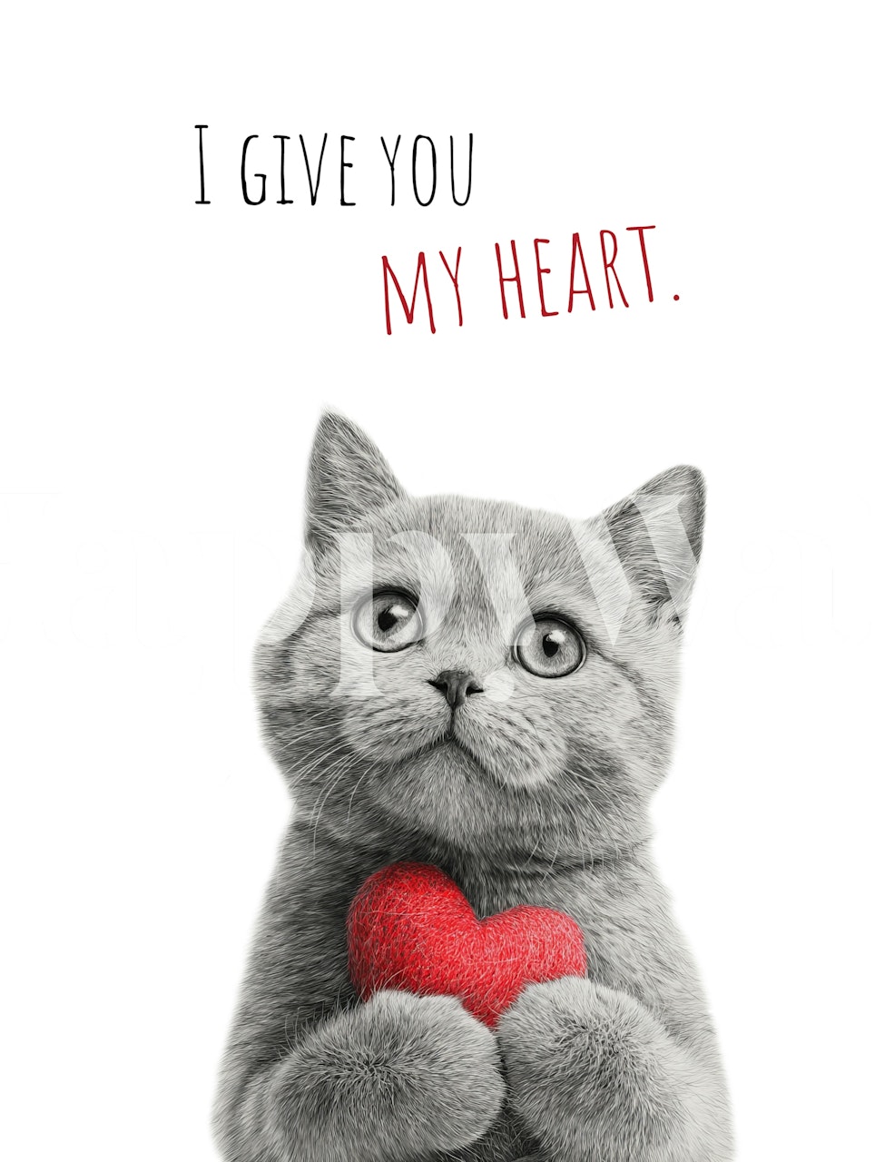 Słodki kotek trzymający serce tapeta