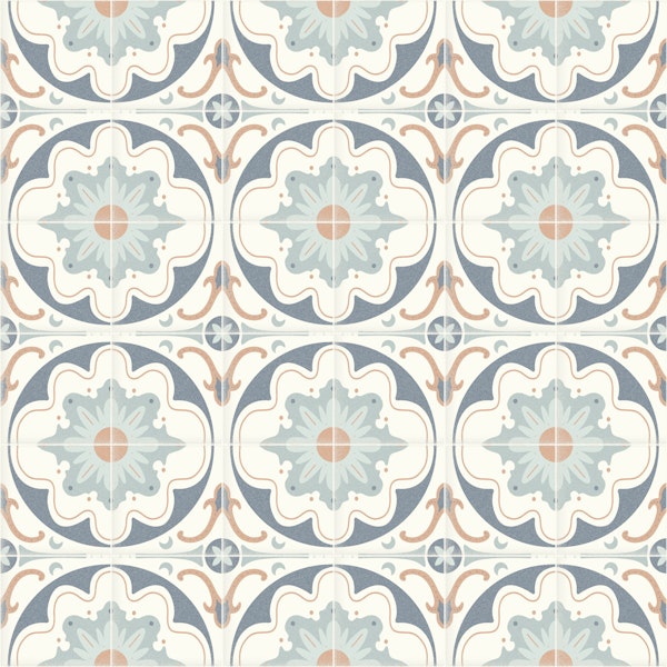 Aged Cement Tile Backsplashes - Navy