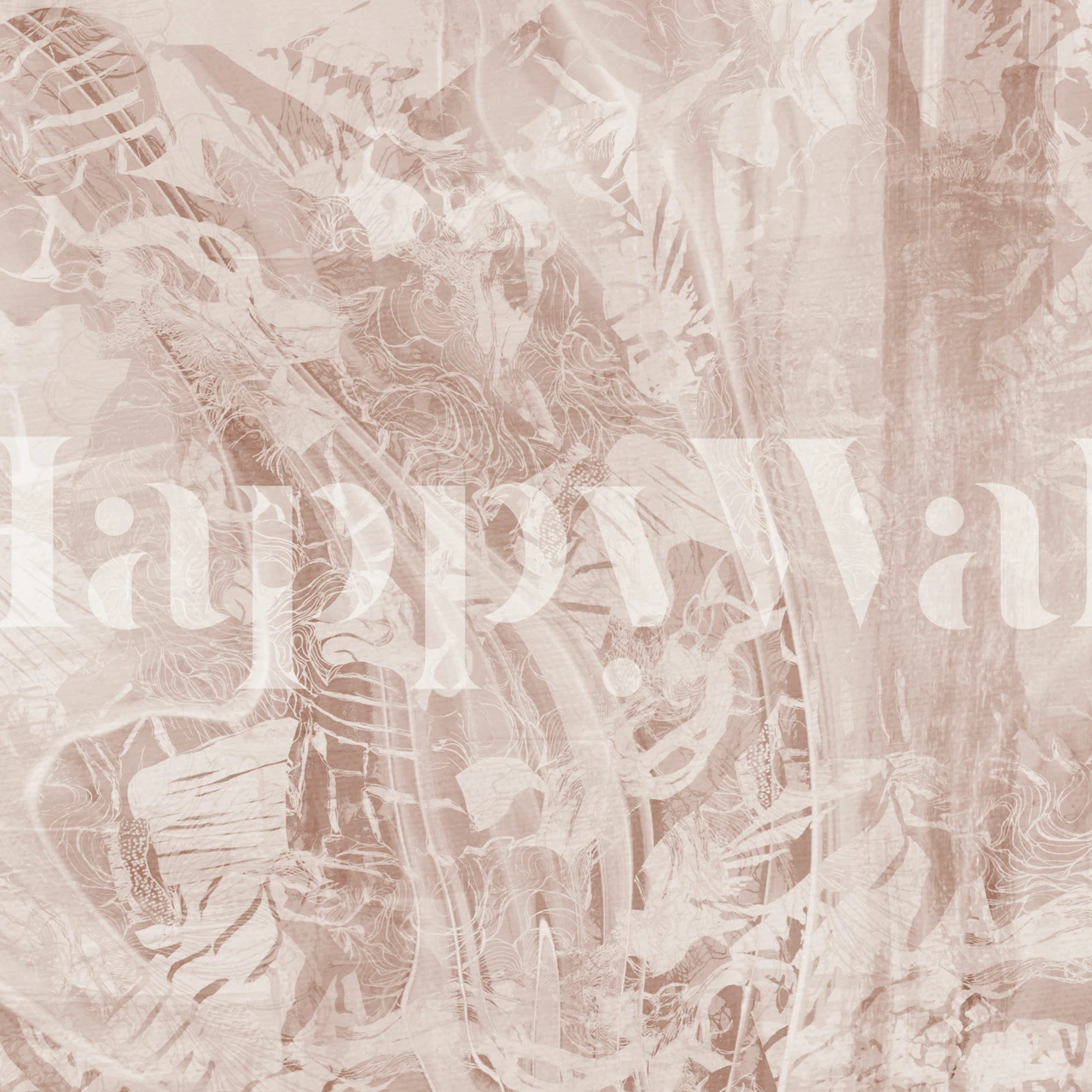 Dusky Rose Abstract Art wallpaper in a room