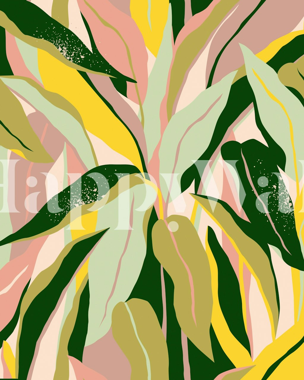 Tropical Matisse Houseplant wallpaper in a room