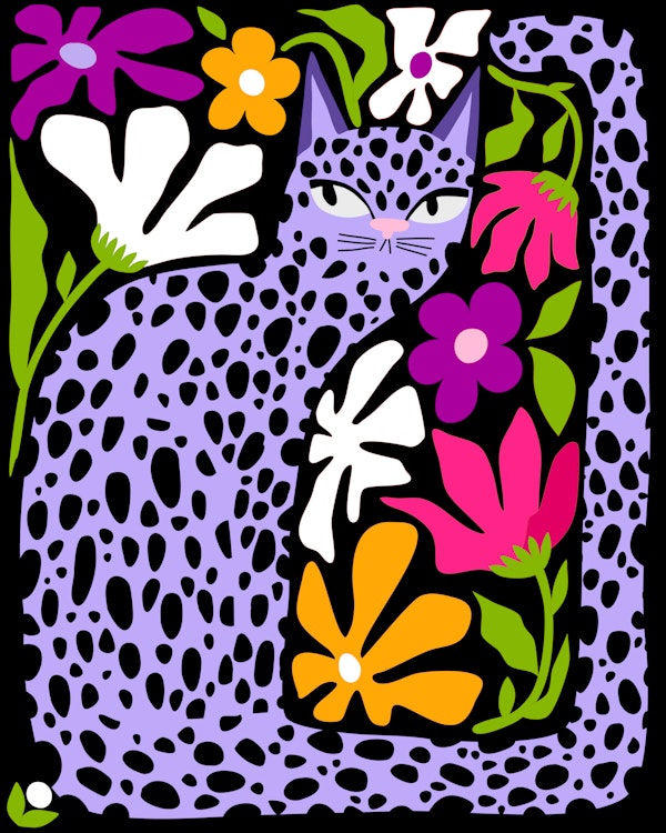 Purple Cat In Hiding