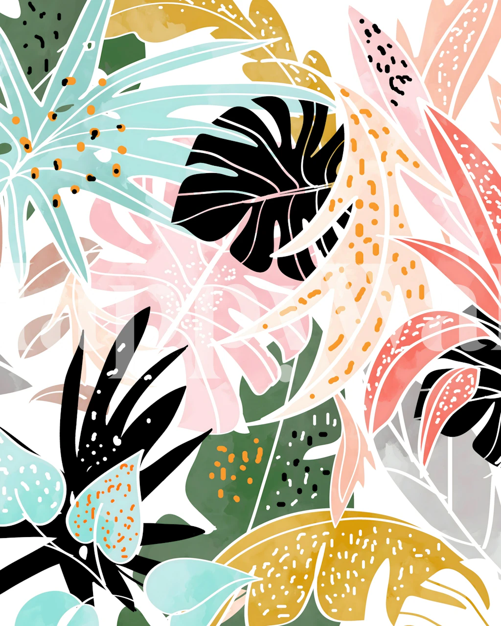 Veronica wallpaper featuring colorful tropical leaves