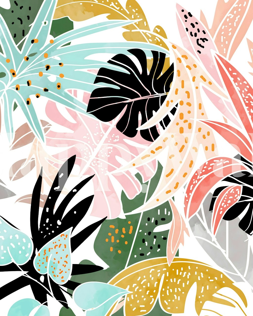 Veronica wallpaper featuring colorful tropical leaves