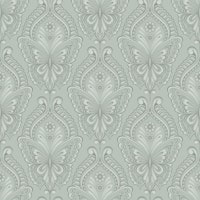 Ornate Butterfly Motif Aesthetic Silver Sage carta da parati