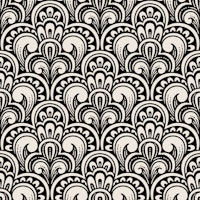 Vintage Ornamental Scallops Black & White ταπετσαρία