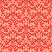 Vintage Ornamental Scallops Pink Red ταπετσαρία