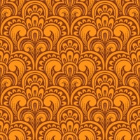 Vintage Ornamental Scallops Yellow Brown ταπετσαρία