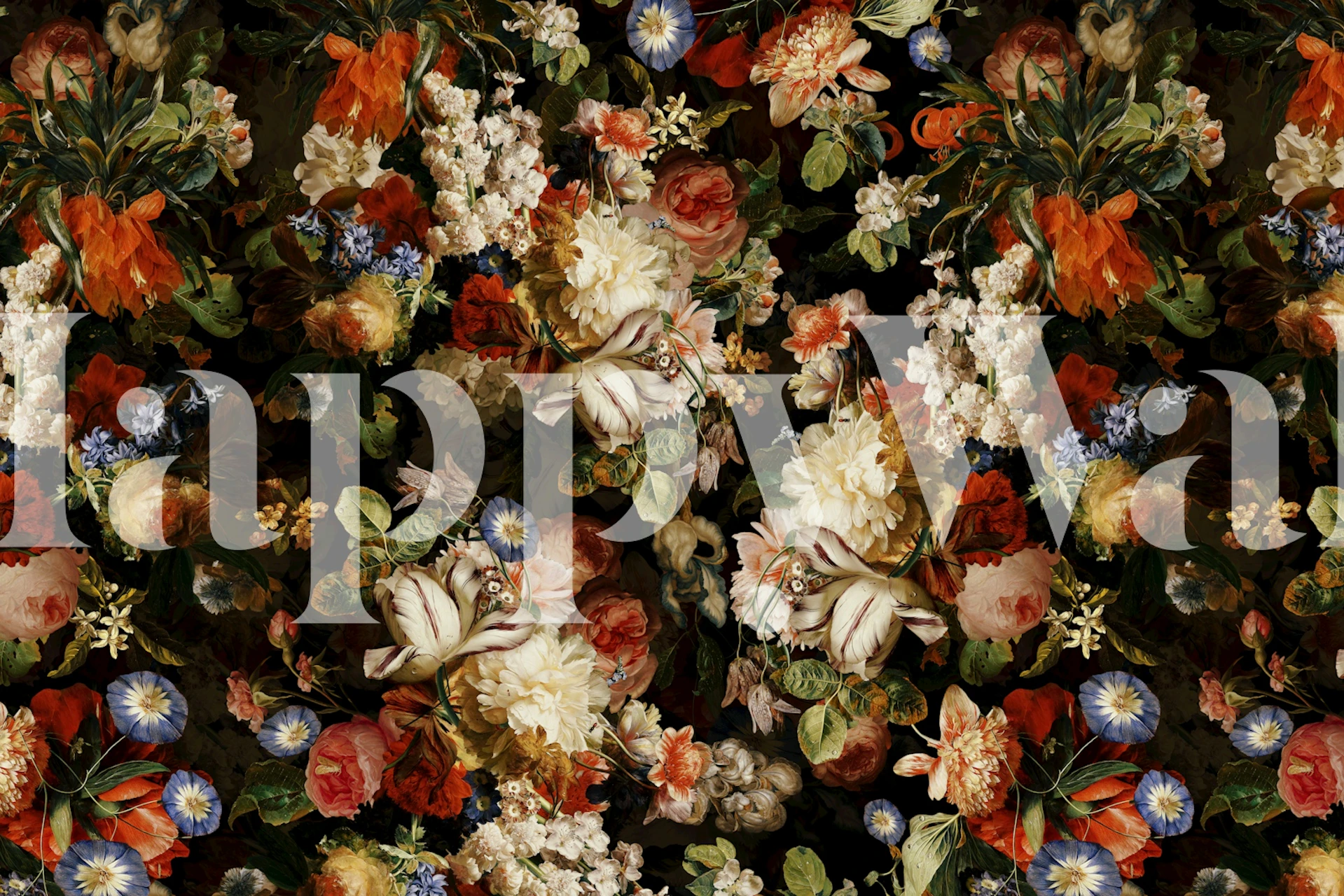 Floral wallpaper design in a room setting