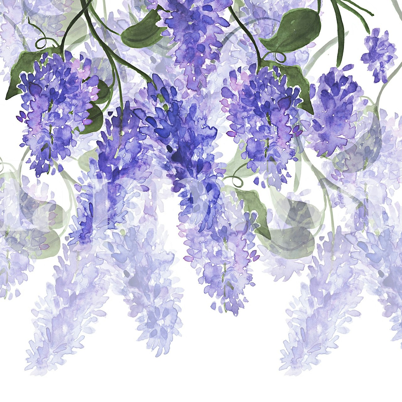 Purple Floral Serenity Tapete in einem Raum