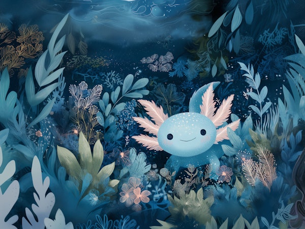 Dreamy Axolotl Oasis Blue