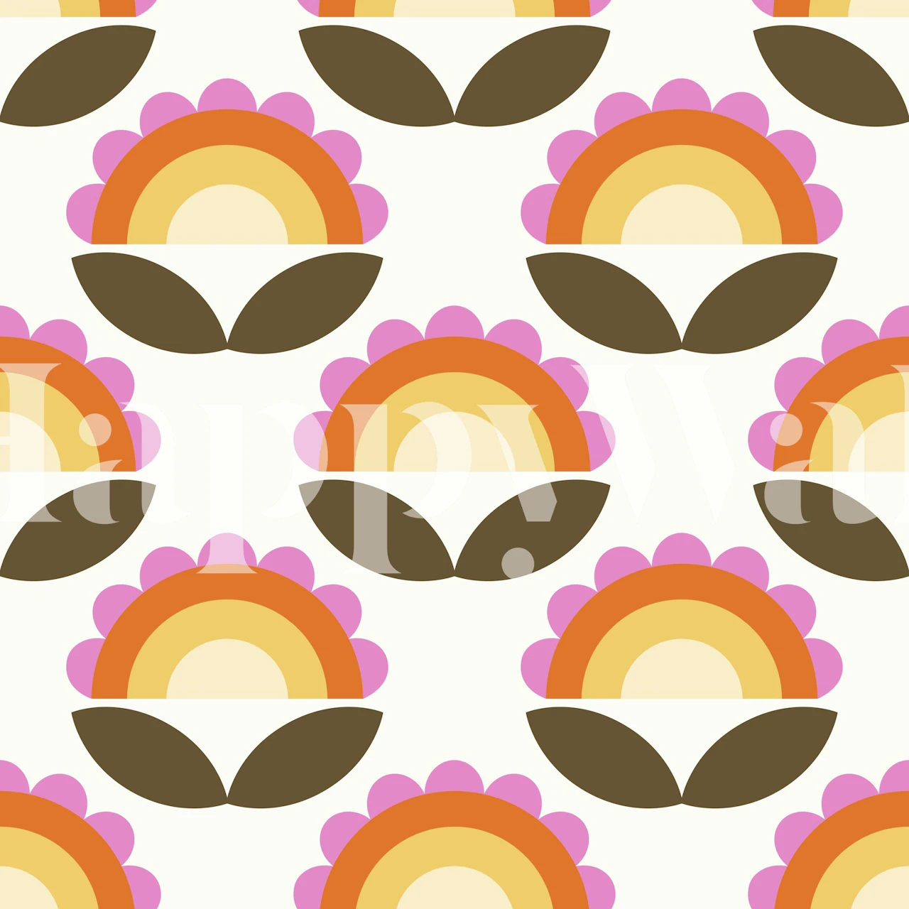 Rainbow Floral Mural wallpaper in a room