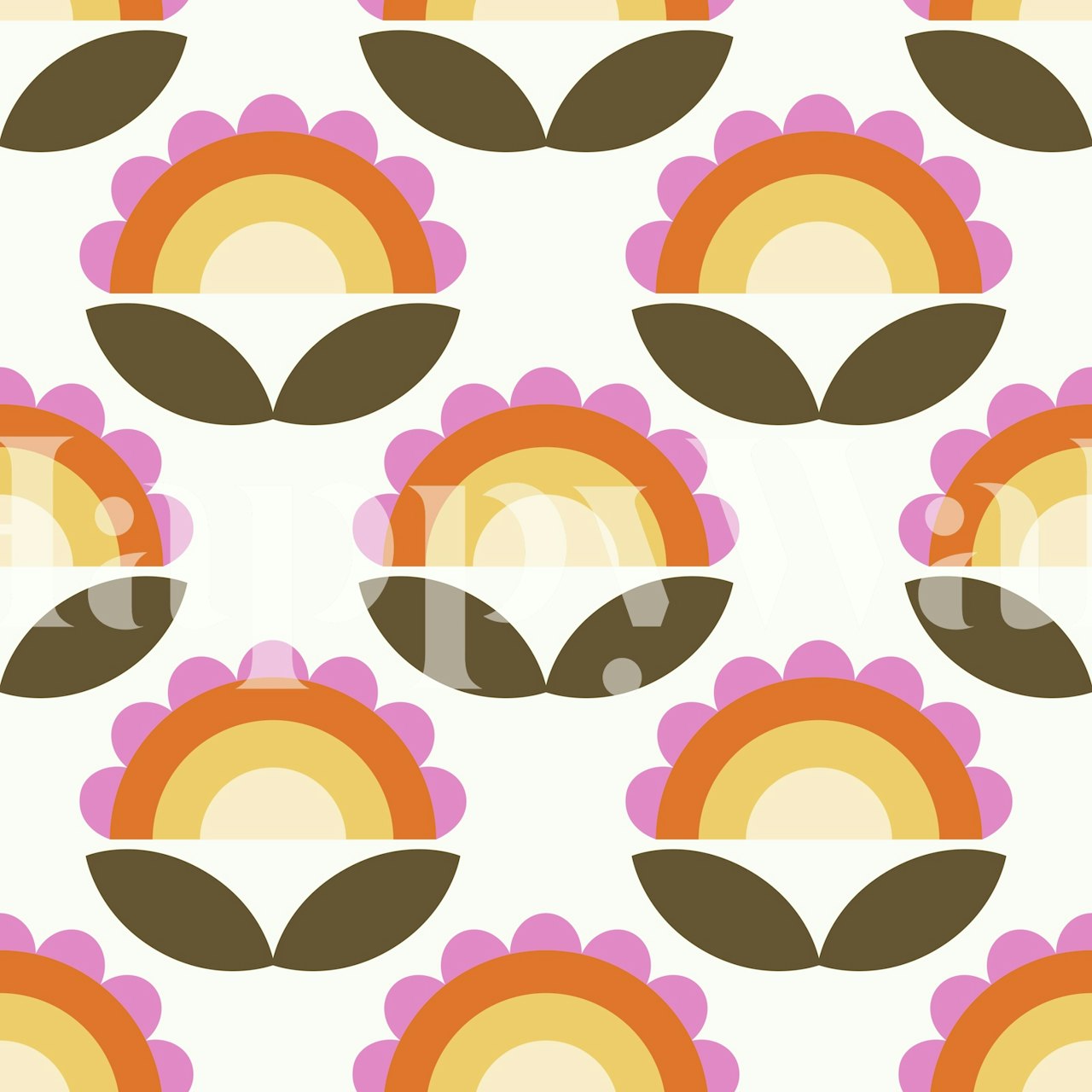 Rainbow Floral Mural wallpaper in a room