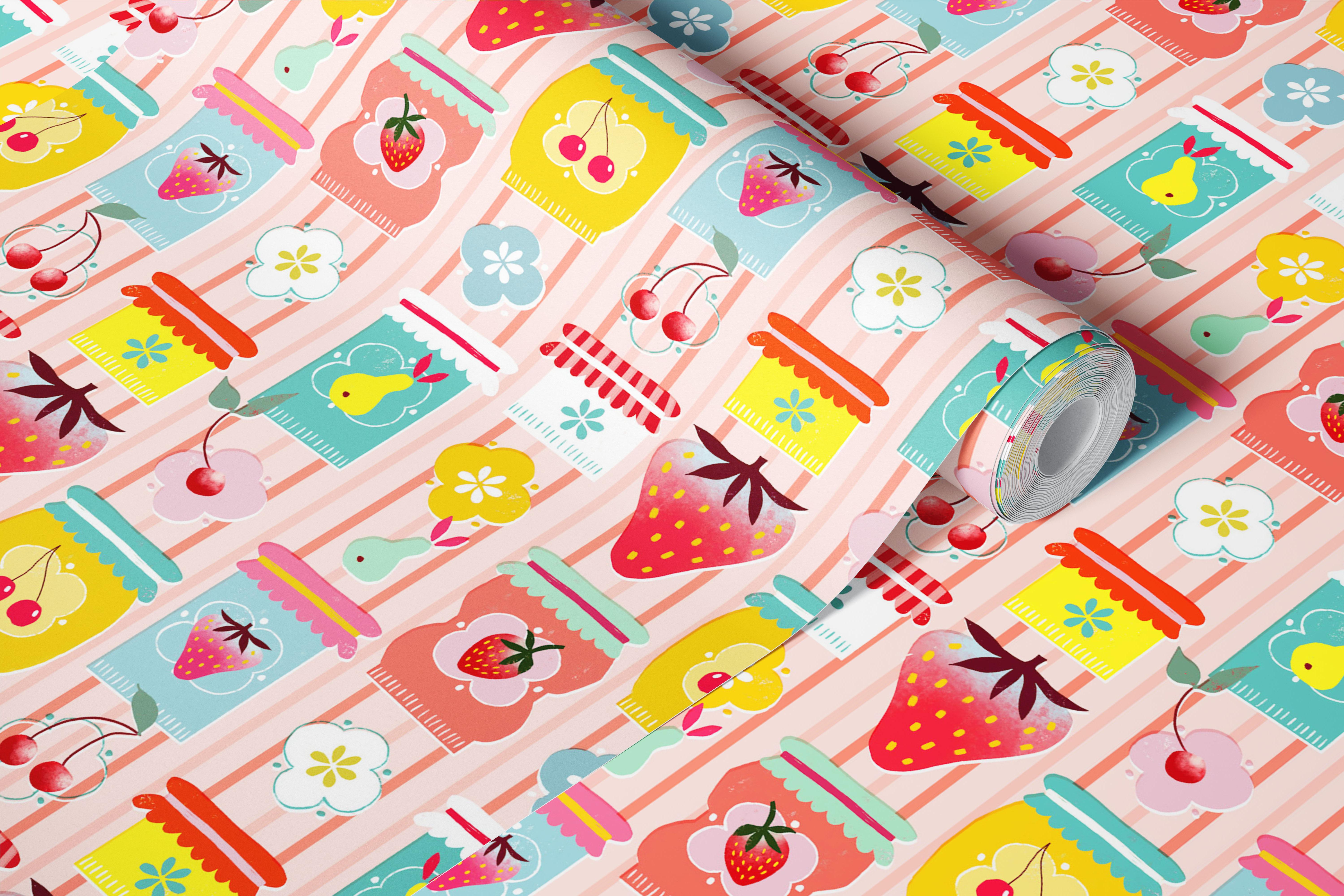 Fruit Jam Variety Peach Tapete in einem Raum