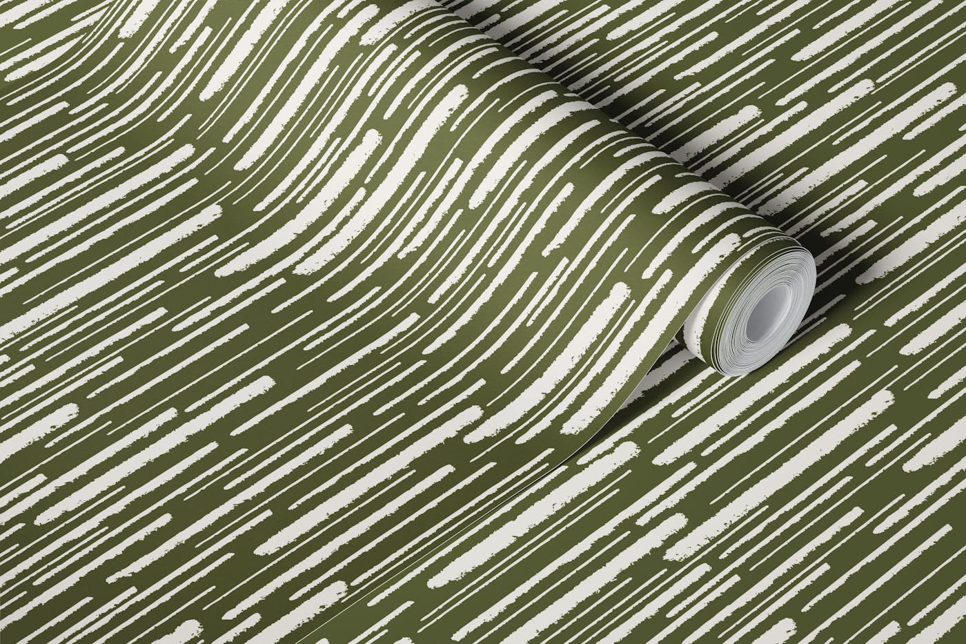 Earthy Brush Stroke Stripes Green wallpaper roll