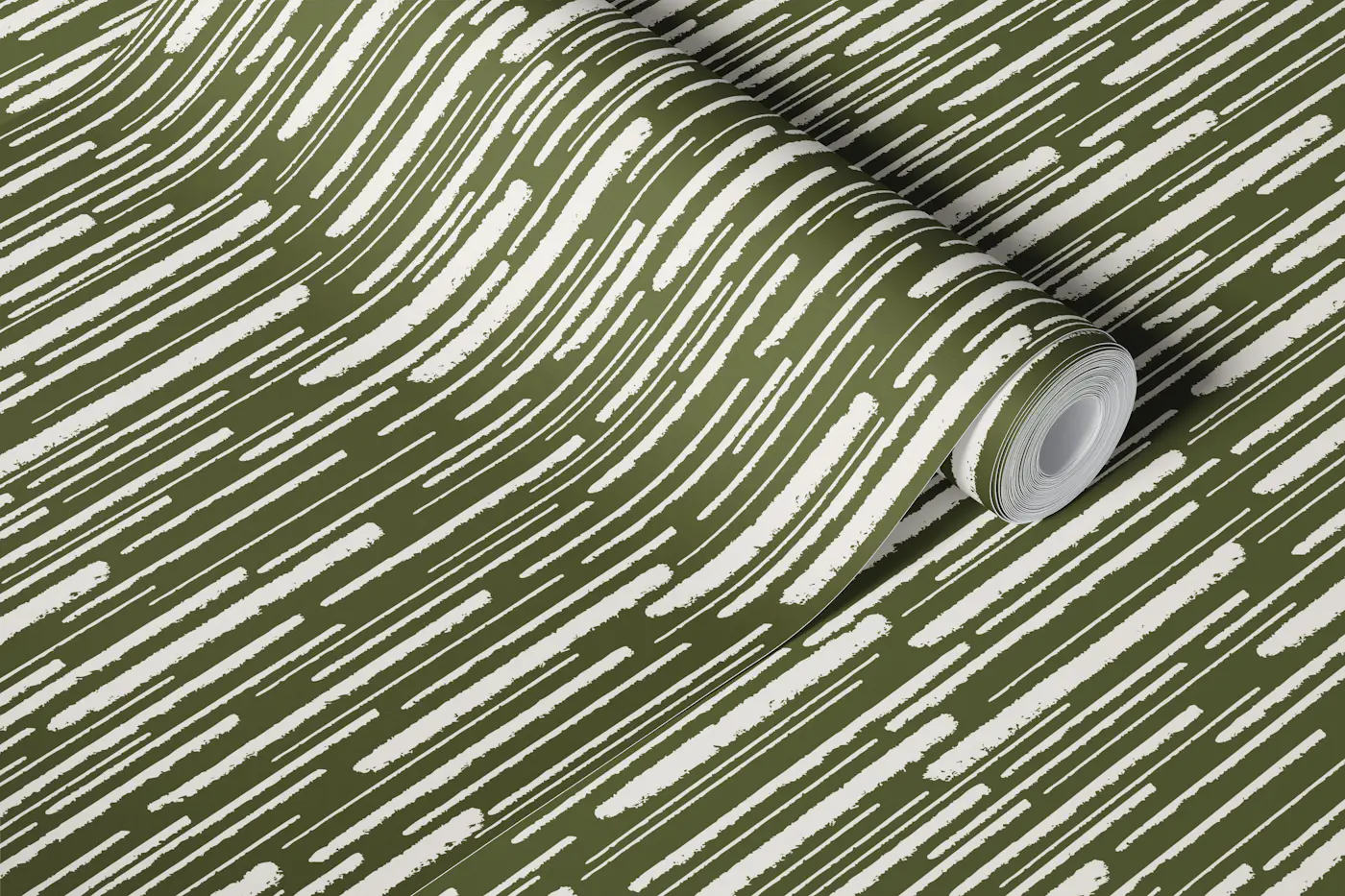 Earthy Brush Stroke Stripes Olive Green wallpaper roll