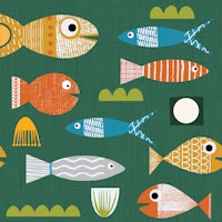 Sardines Green Mid Century Modern Fish Retro papel de parede