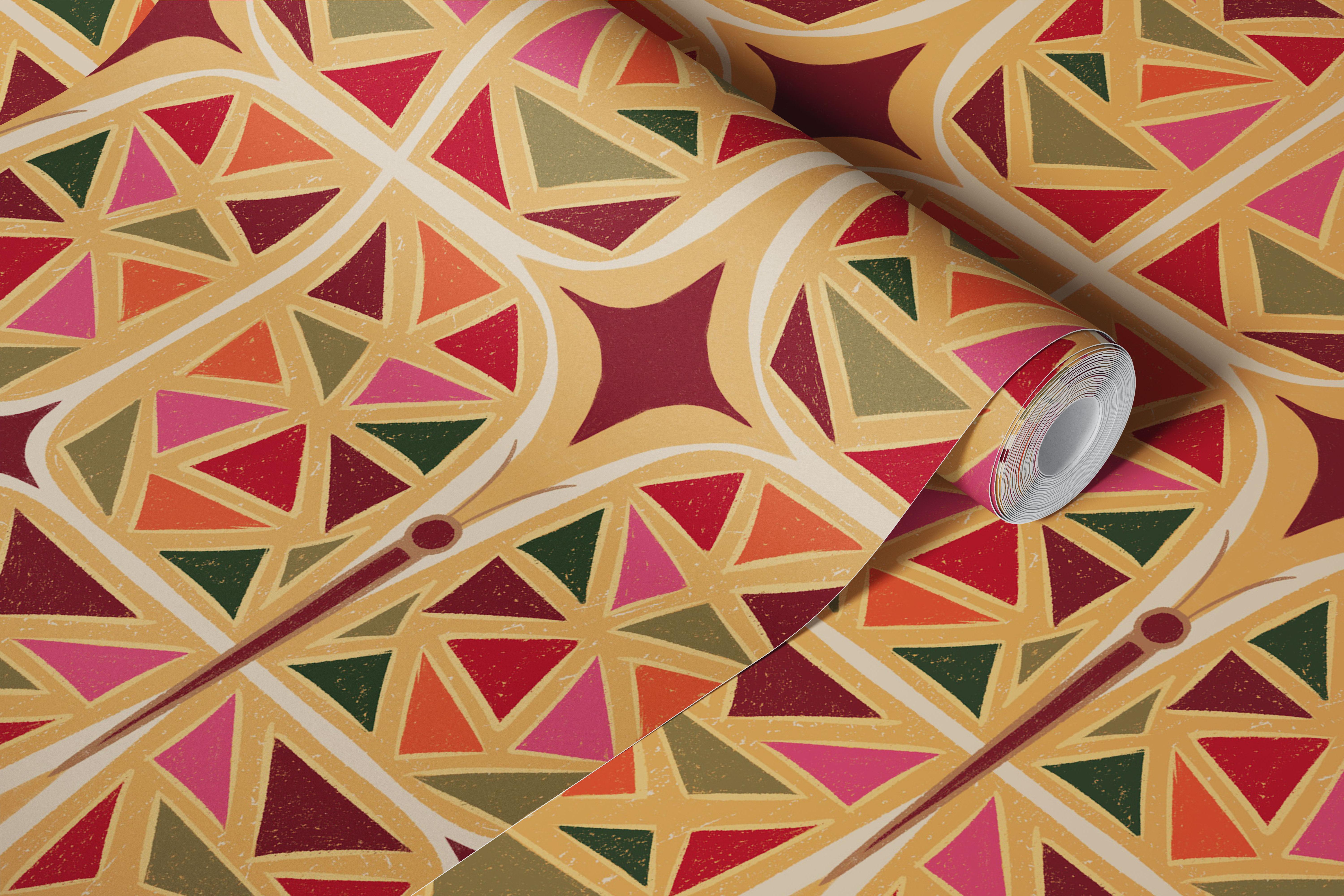 Barevný Geometric Butterfly wallpaper v místnosti