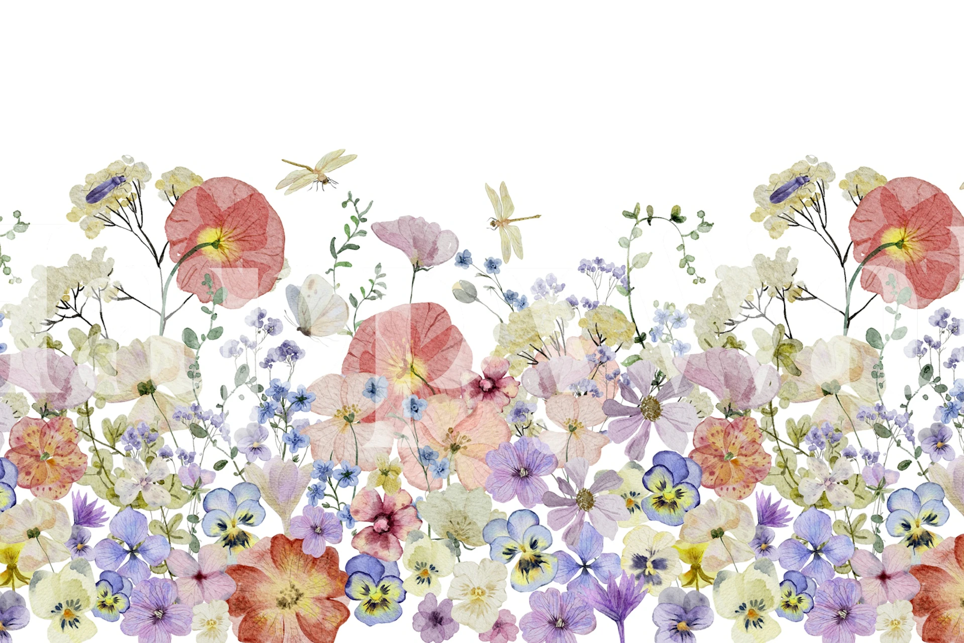 Scandinavian dried wildflowers wallpaper in a room