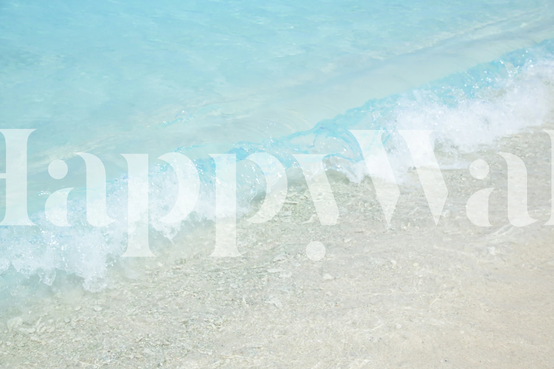 gentle waves on sandy beach with blue tones wallpaper