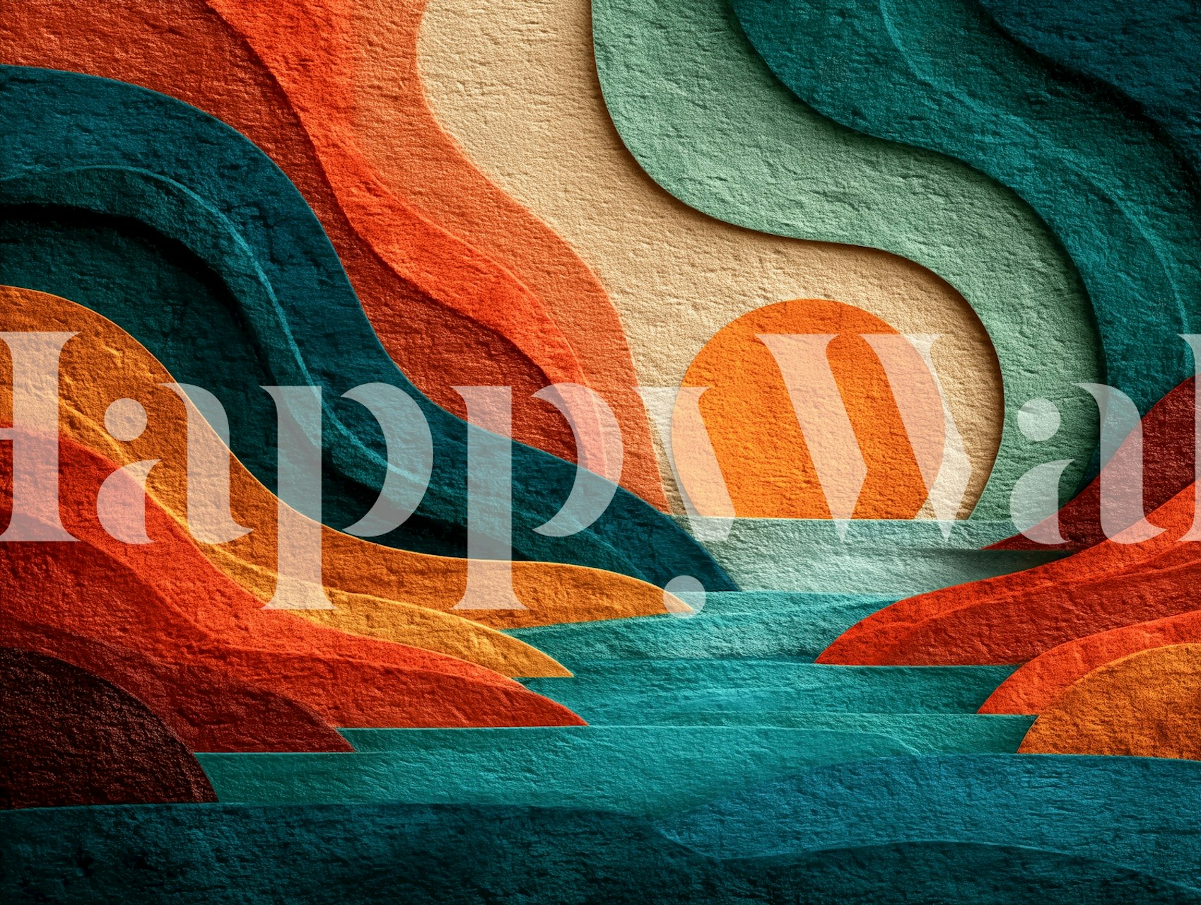 Carta da parati Vibrant Sunset Layers in una stanza