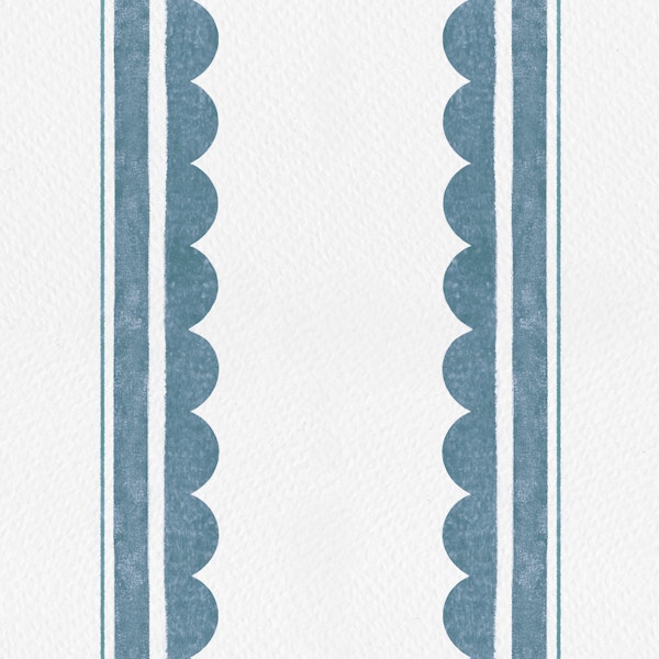 Coastal Blue Scalloped Stripes