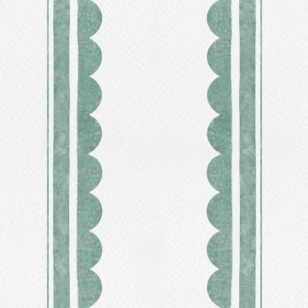 Aqua Green Scalloped Stripes