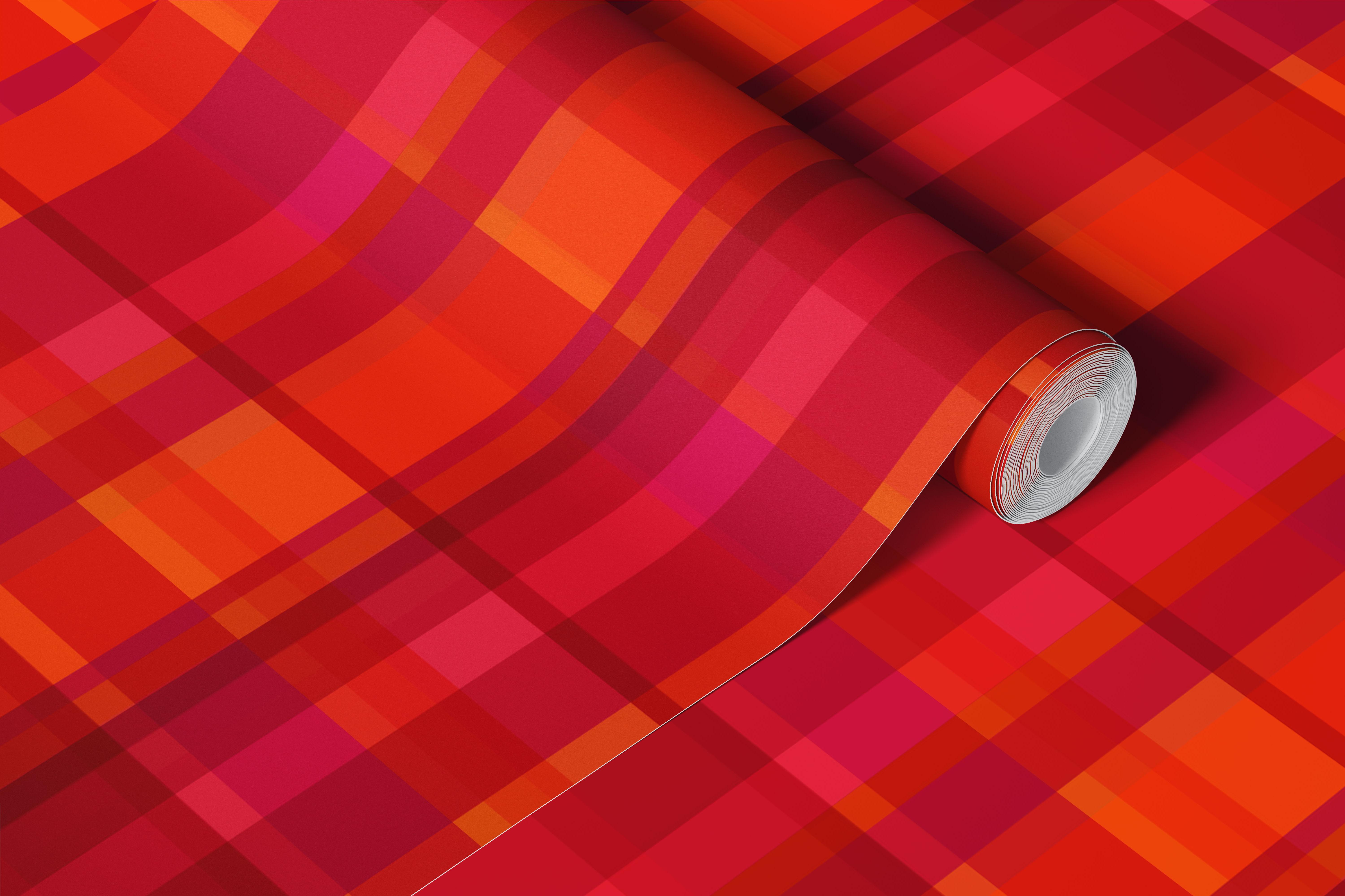 Mulled Wine and Spiced Orange Plaid wallpaper in a room