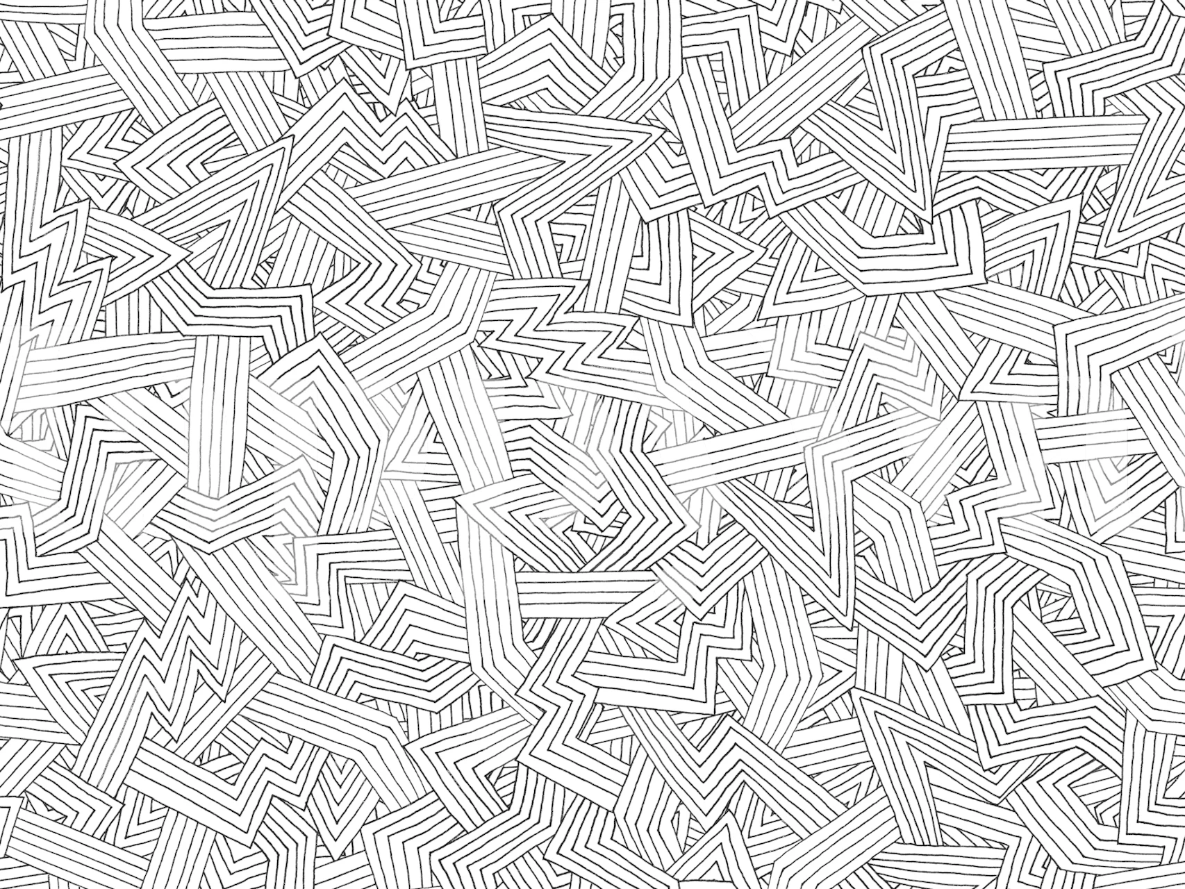 Abstract geometric maze pattern in black and white wallpaper