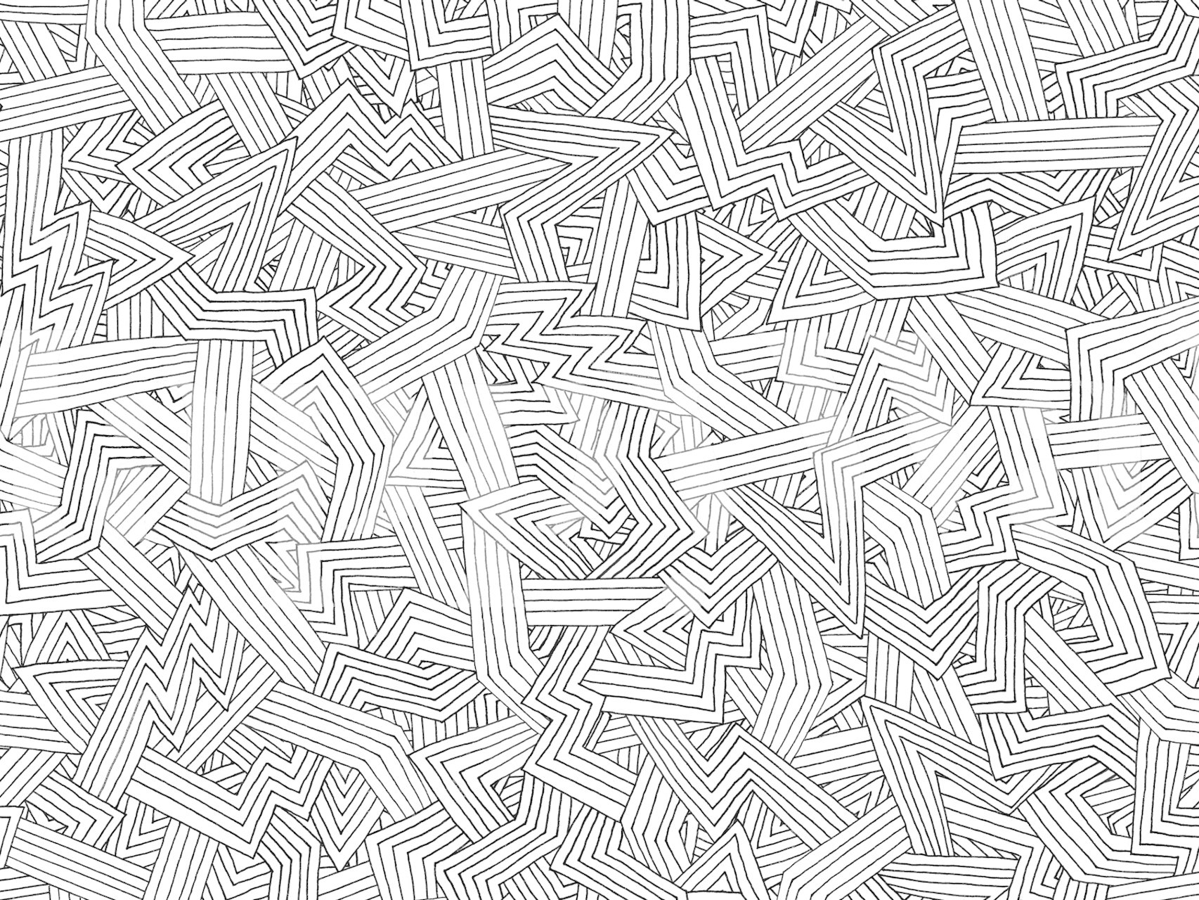 Monochromatic abstract geometric maze wallpaper in a room