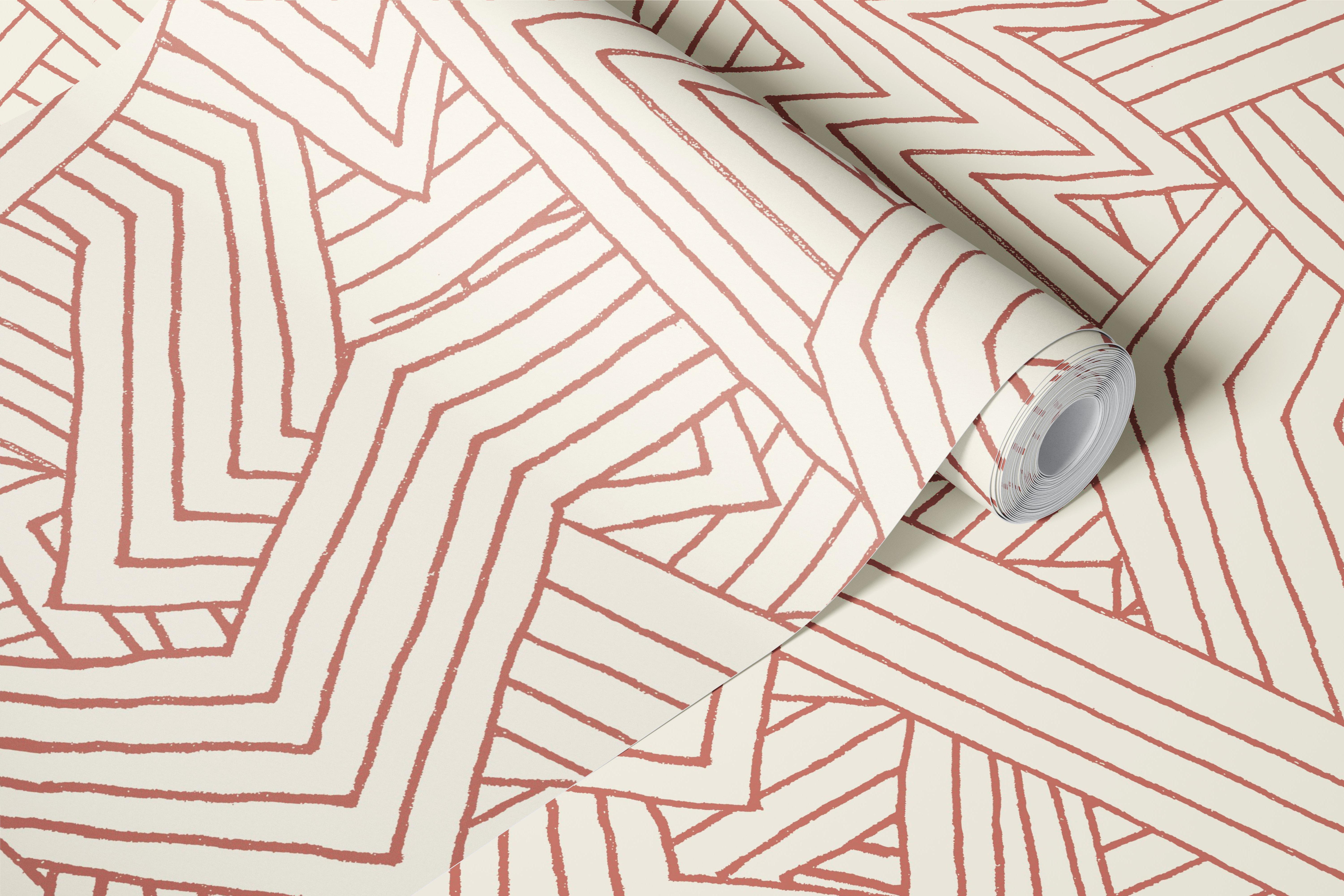 Mauve and Pearl Abstract Geometric Maze tapeta u sobi