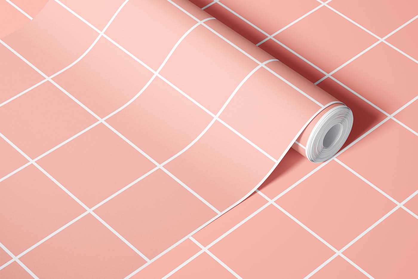 Coral Blush Grid S wallpaper roll