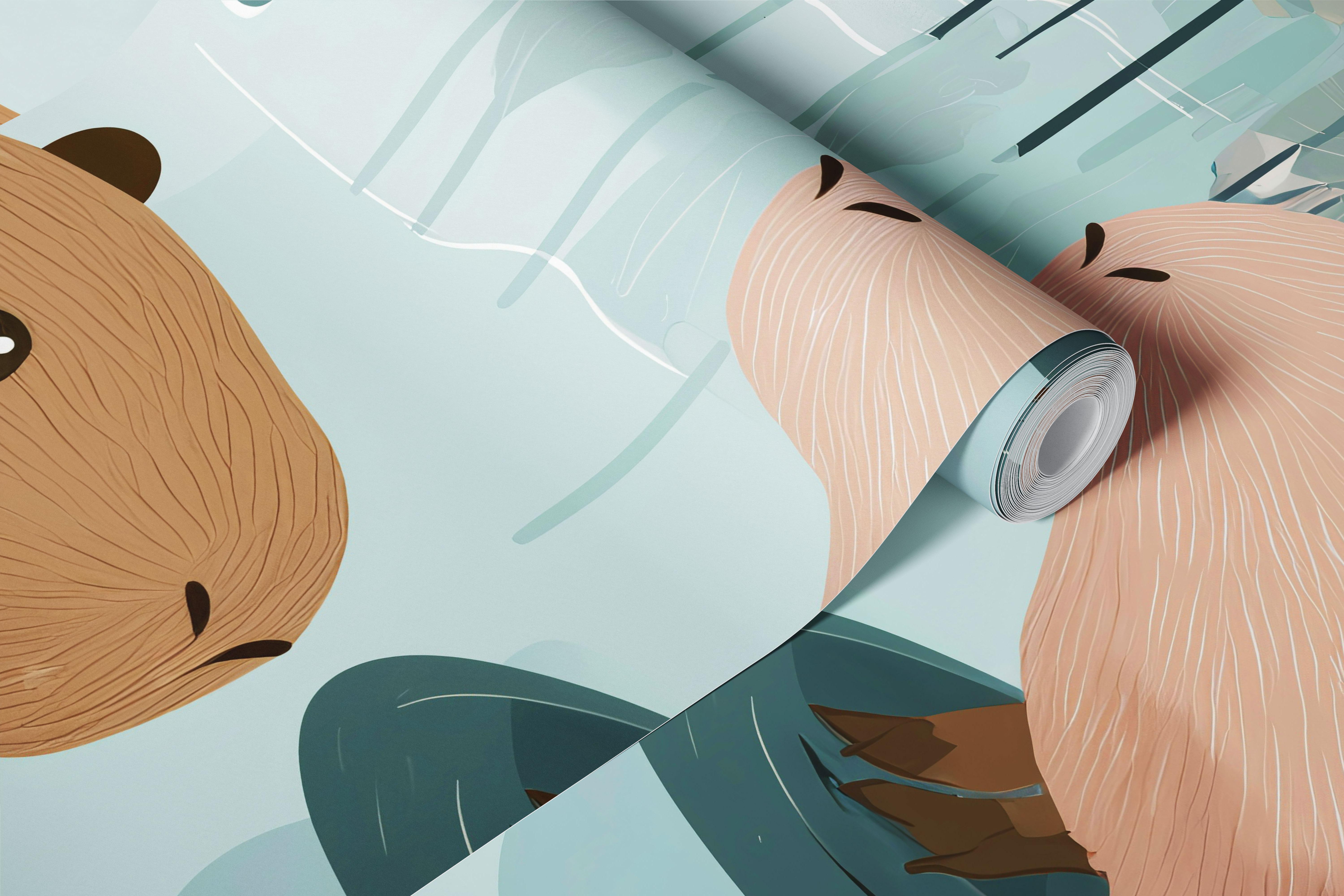 Capybara Lotus Retreat tapet i ett rum