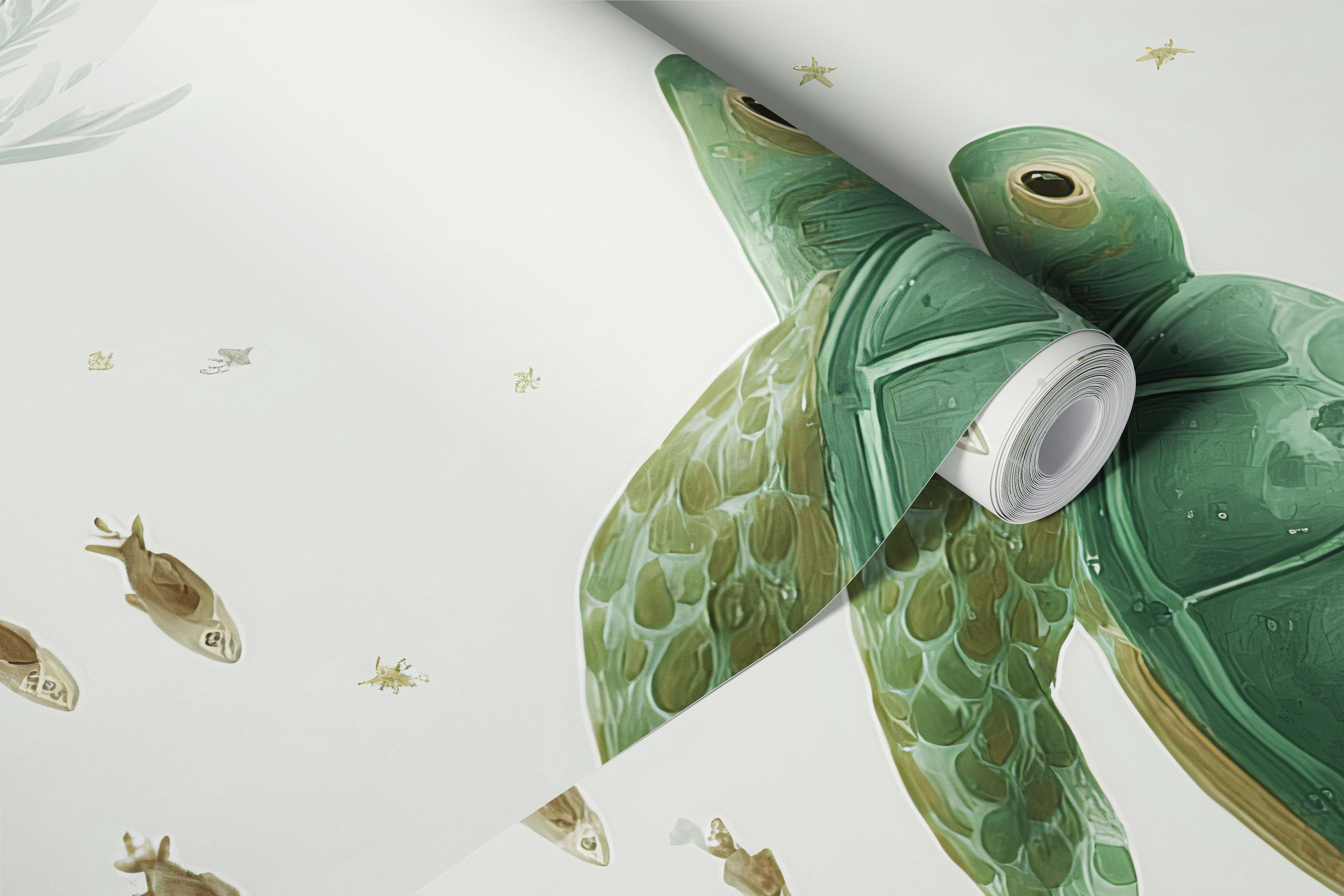 Lunar Turtle Exploration Tapete in einem Raum