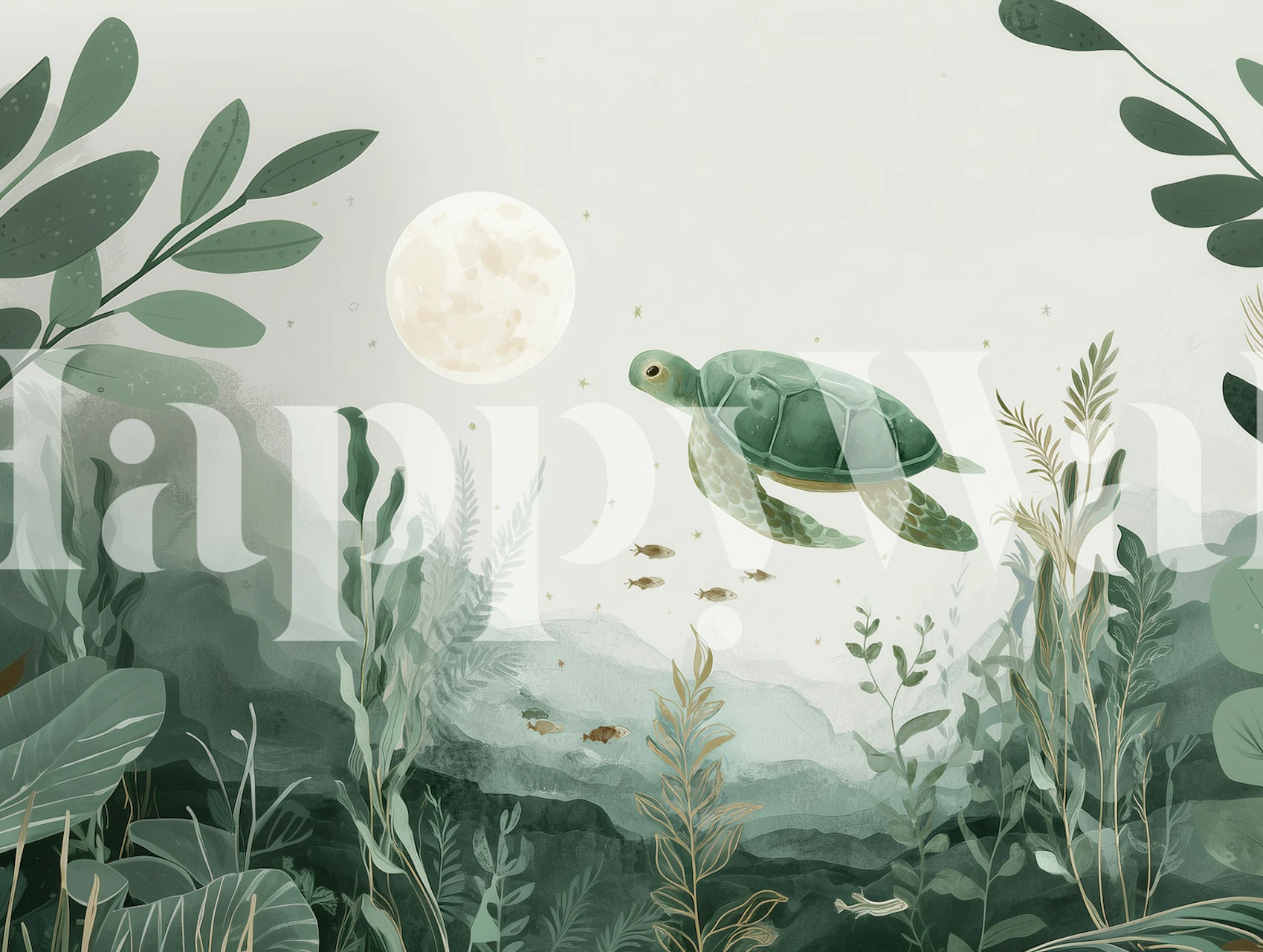 Lunar Turtle Exploration wallpaper in a room