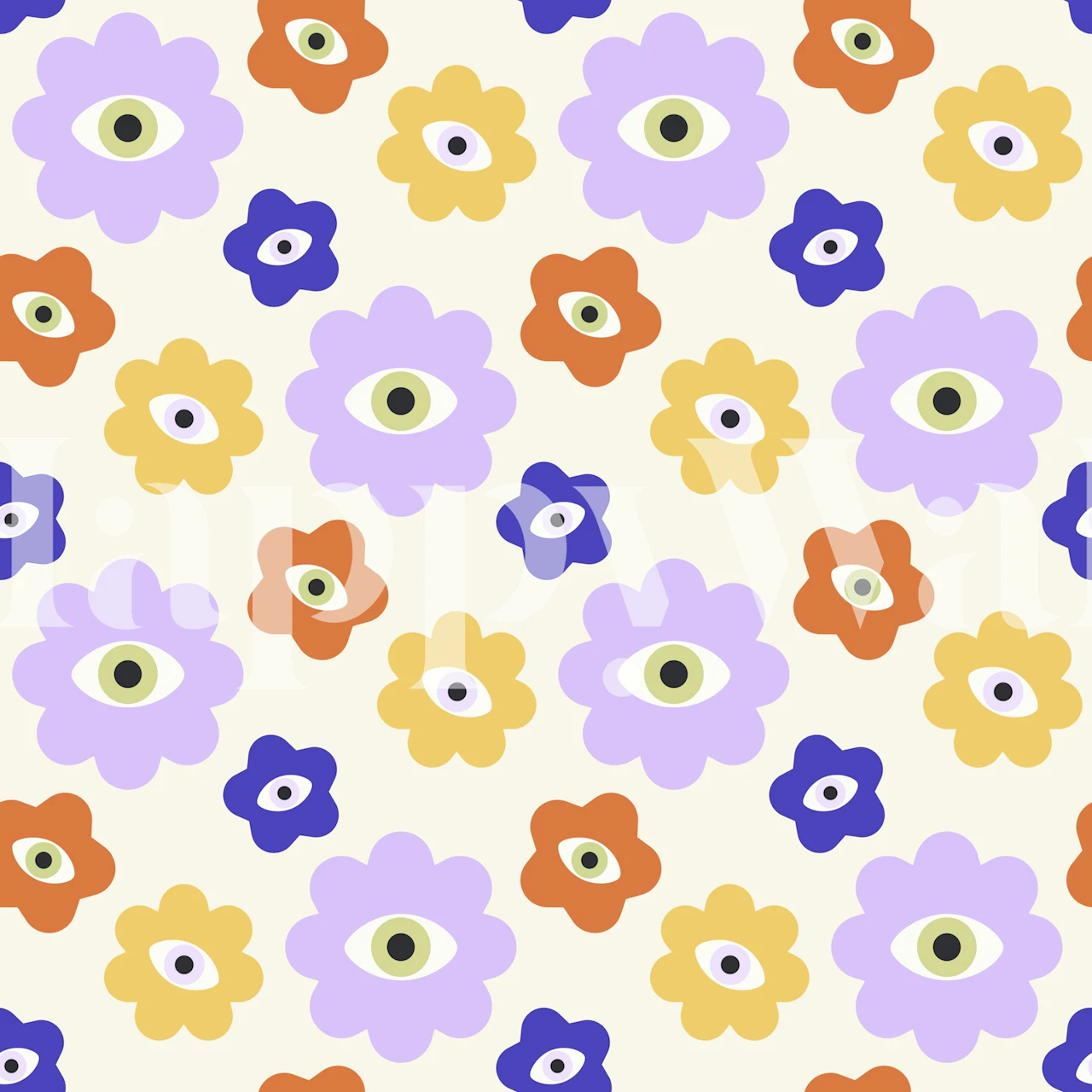 Eyes Flowers Mural wallpaper in a room