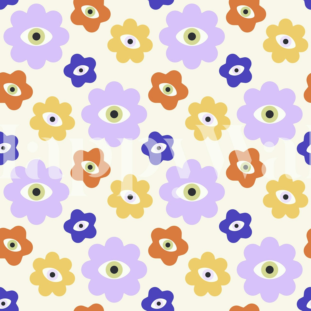 Eyes Flowers Mural wallpaper in a room