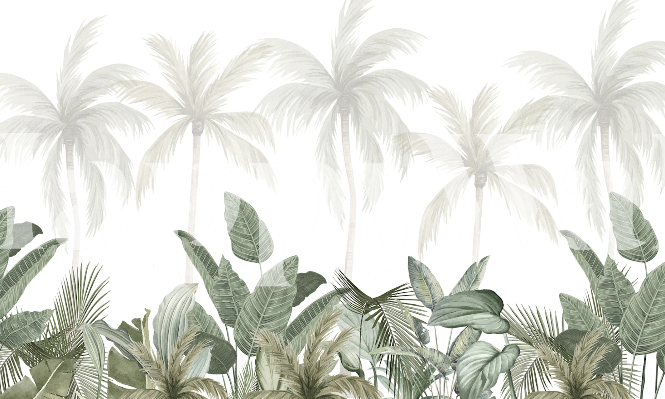 Tropical Palm Design Tapete in einem Raum