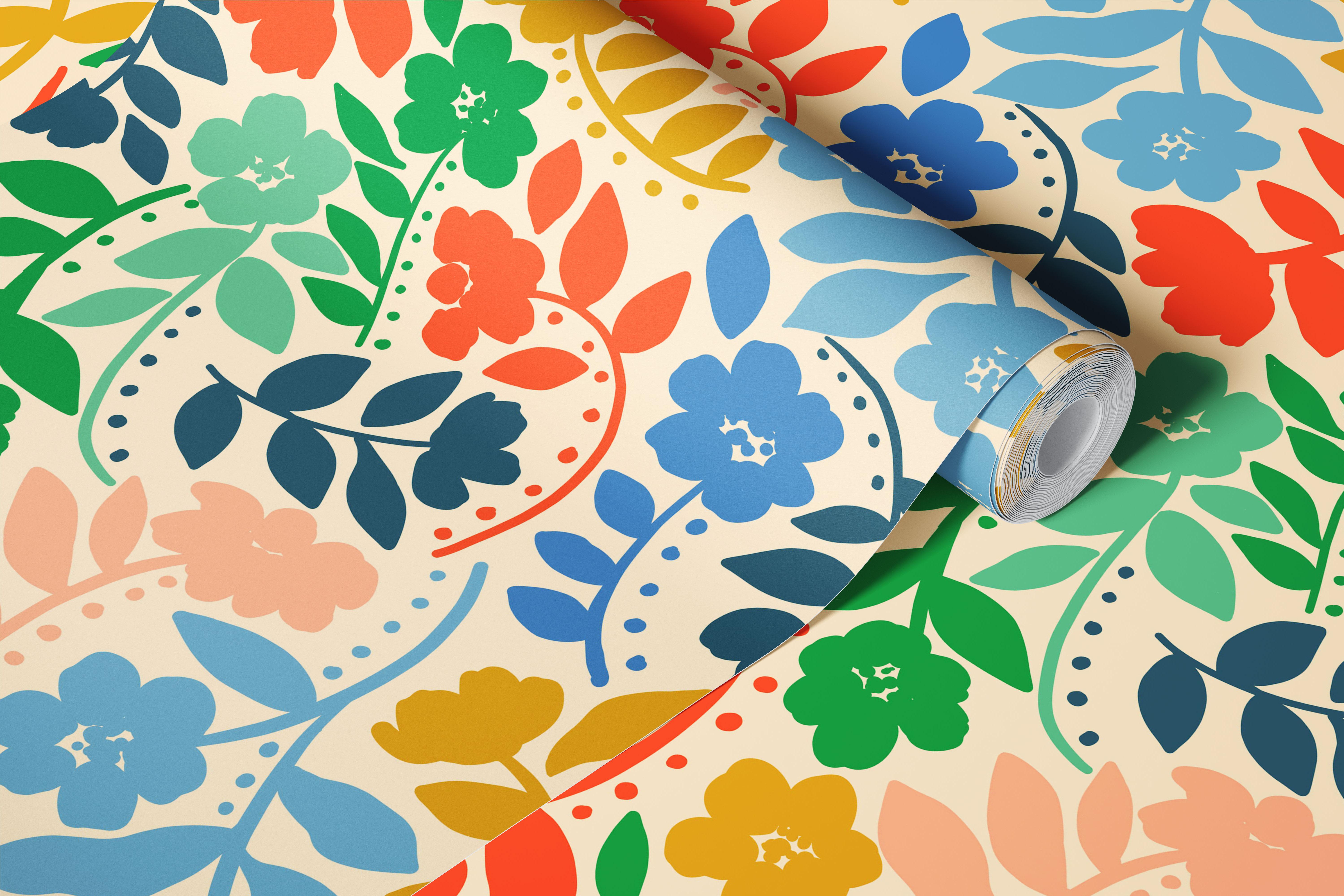 Design di carta da parati floreale Quinn in una stanza