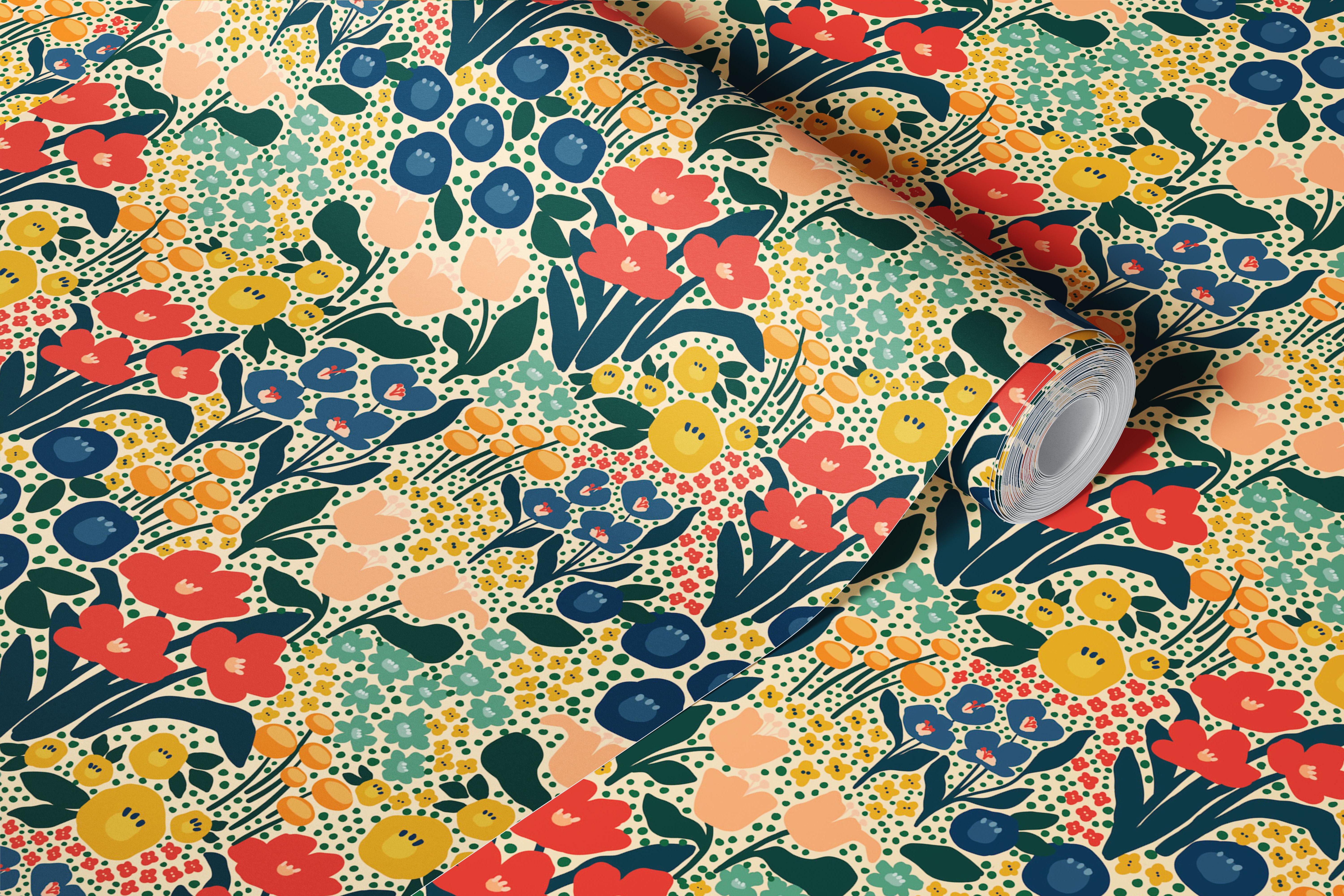 Wzór tapety kwiatowej Reese w pokoju