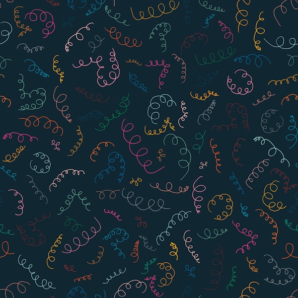 Colorful Spirals Navy Blue Background