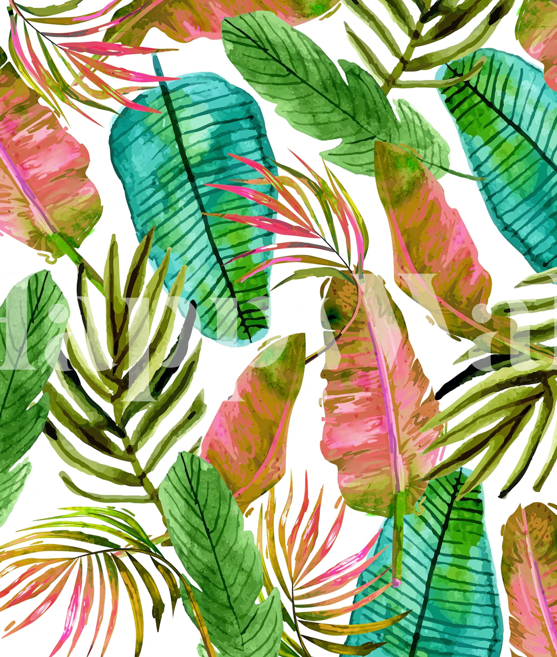 Colorful leaves wallpaper in a room