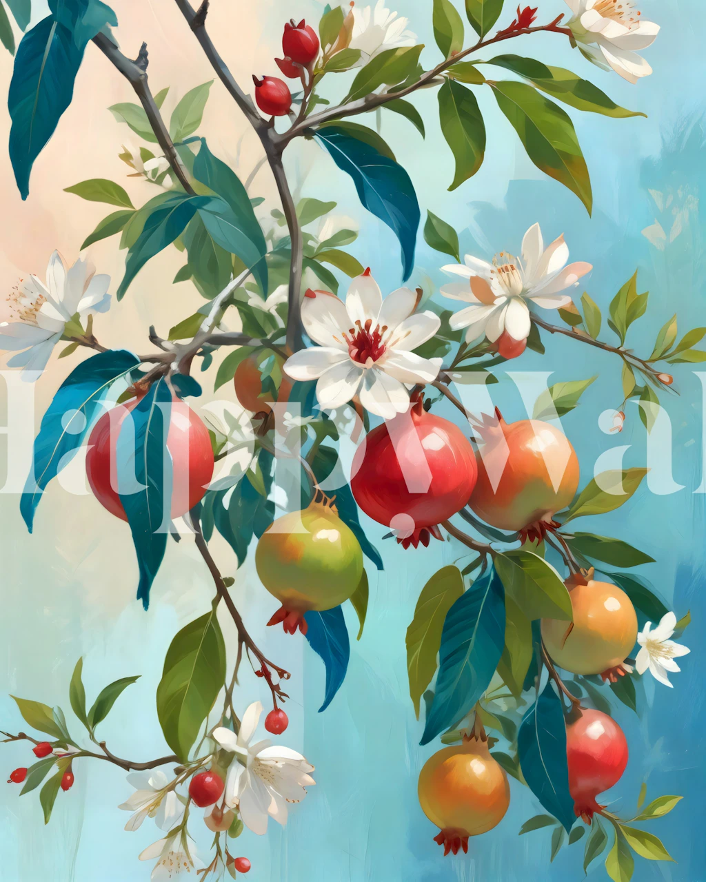 Sweet Pomegranates wallpaper in a room design