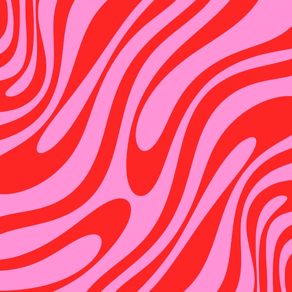 Groovy Abstract Wavy Loops Preppy Pink & Red