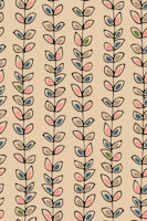 Climbing Vines Stripe Retro Leaves Cream tapety