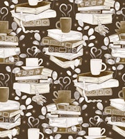 Luminous Library - mocha brown tapeta