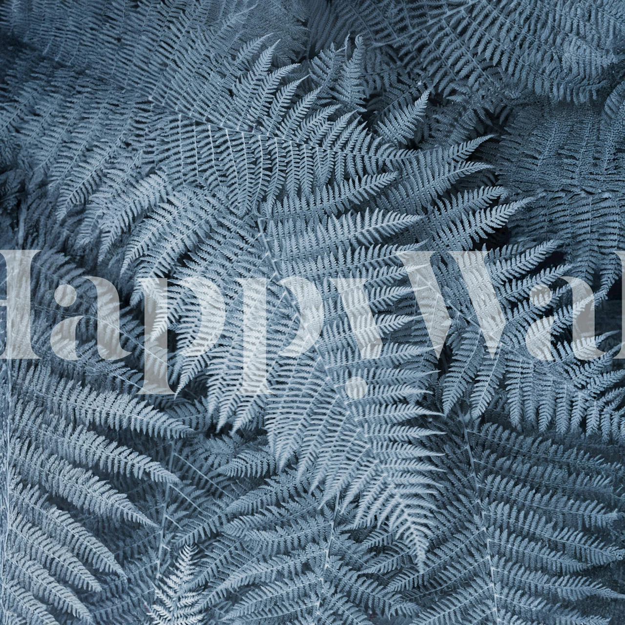 Blue fern leaves pattern wallpaper in soft tones