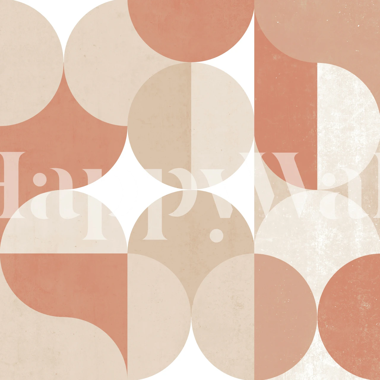 Muted warm tones circles wallpaper in a room